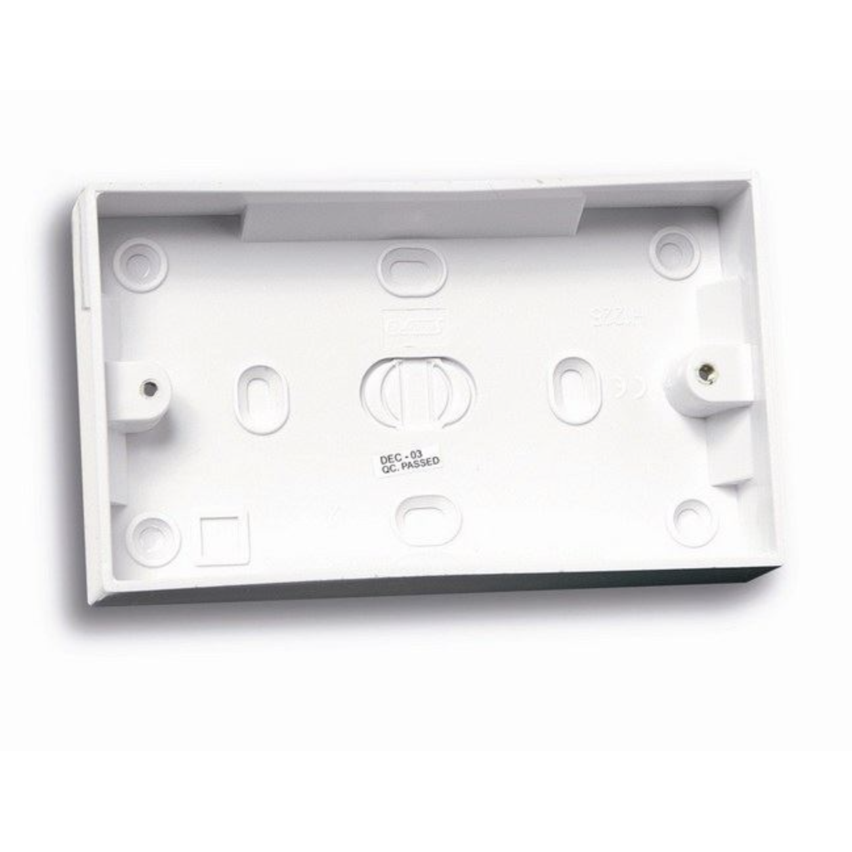 Slimline White 2G 35mm White Pattress Back Box - Round Corner