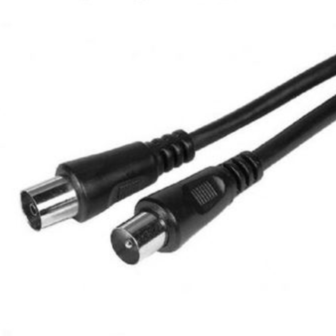 4m Co Axial Flylead (Plug to Socket), Male to Female, BLACK