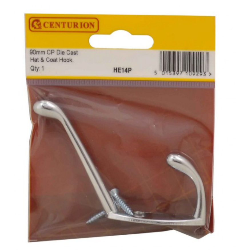 90mm CP Die Cast Hat & Coat Hooks
