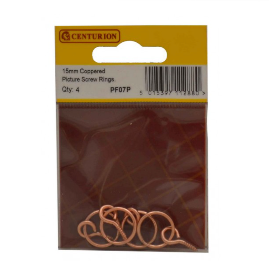 Coppered Picture Screw Rings pk4