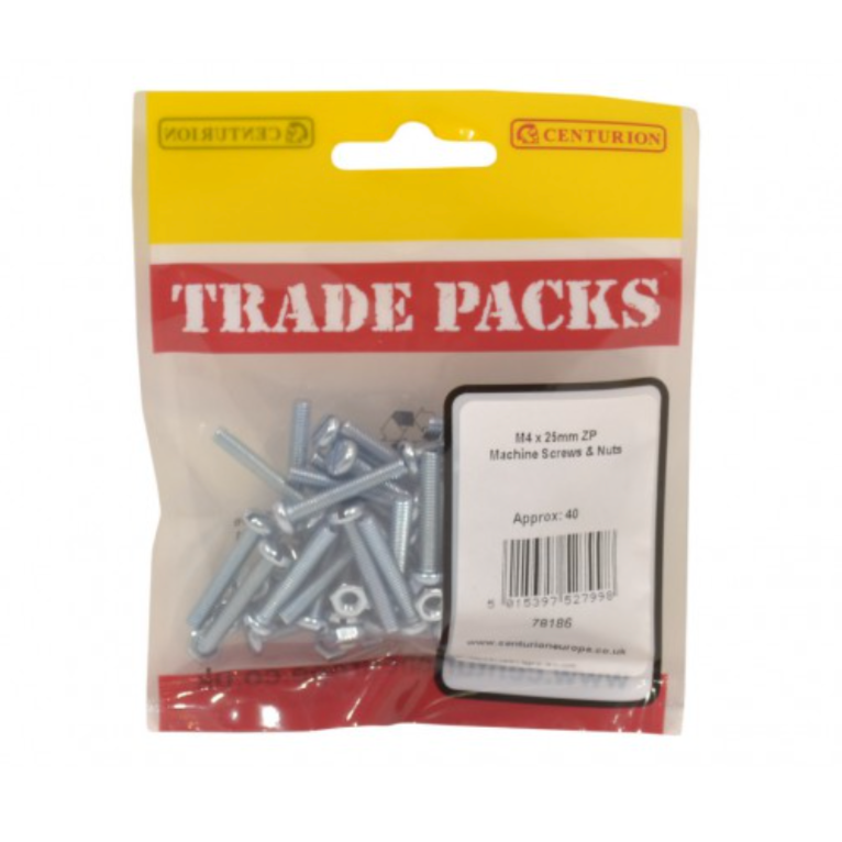 Machine Screws & Nuts M4 x 25mm
