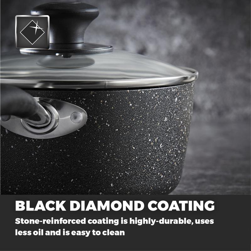 Precision 3 Piece Non-Stick Saucepan Set Black