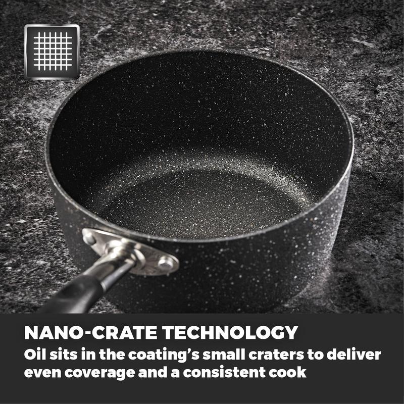 Precision 3 Piece Non-Stick Saucepan Set Black