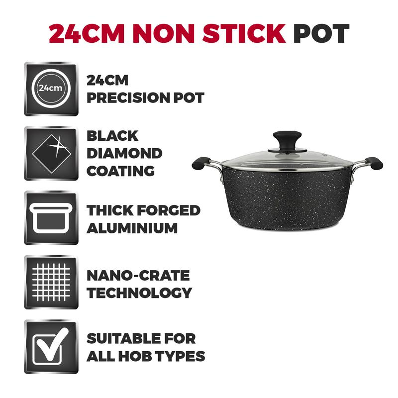 Precision 24cm Non-Stick Stock Pot Black