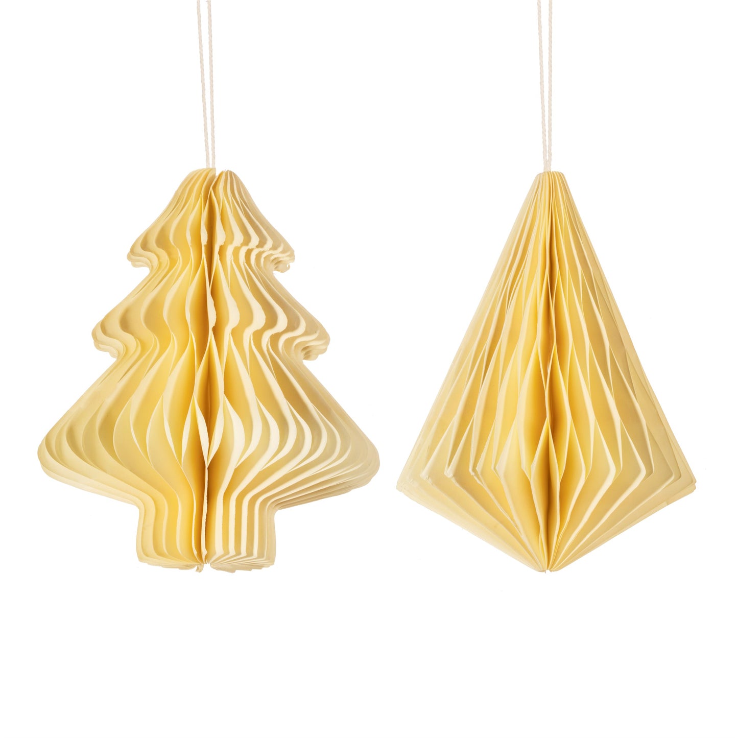 Off White Tree & Diamond Paper Honeycomb Hanging Decorations