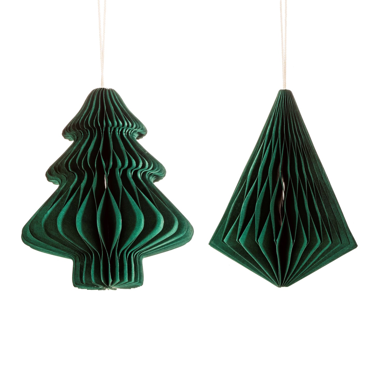 Forest Green Tree & Diamond Paper Honeycomb Hanging Decorations
