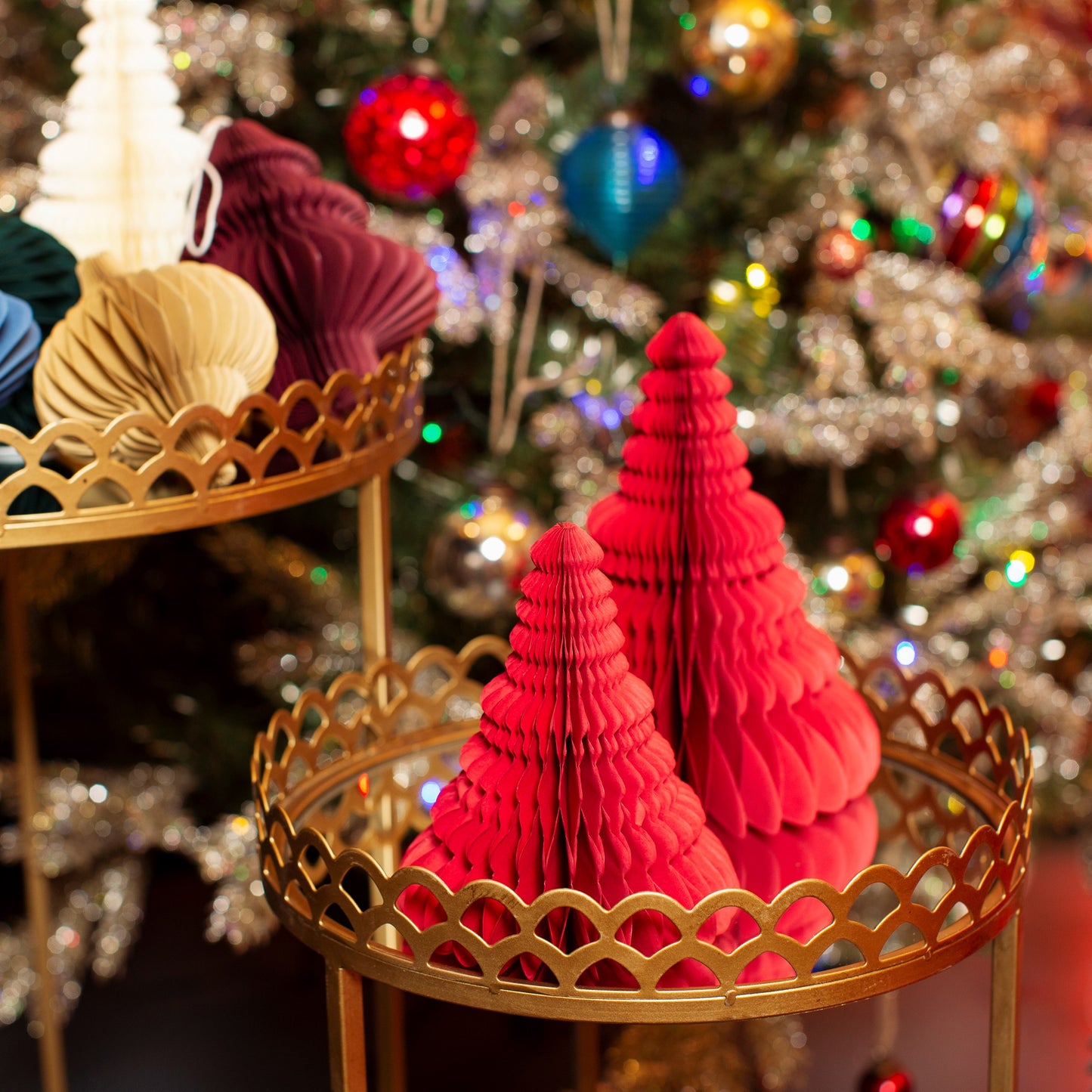 Red Honeycomb Tree Standing Decoration