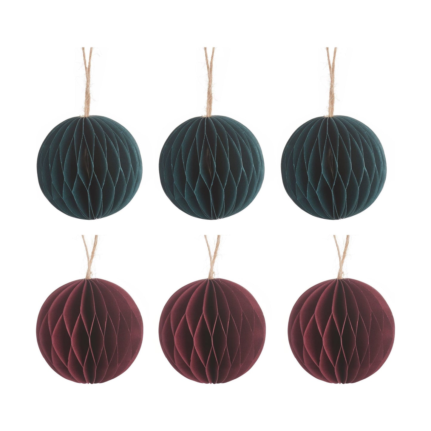 Green & Red Honeycomb Paper Decorations - Set Of 6