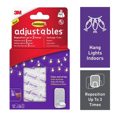 Command Adjustable Repositionable Clips 12pk