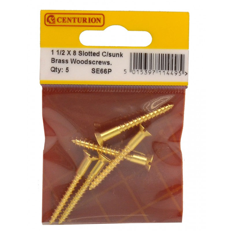 Woodscrews 1 1/2” x 8 Slotted Brass
