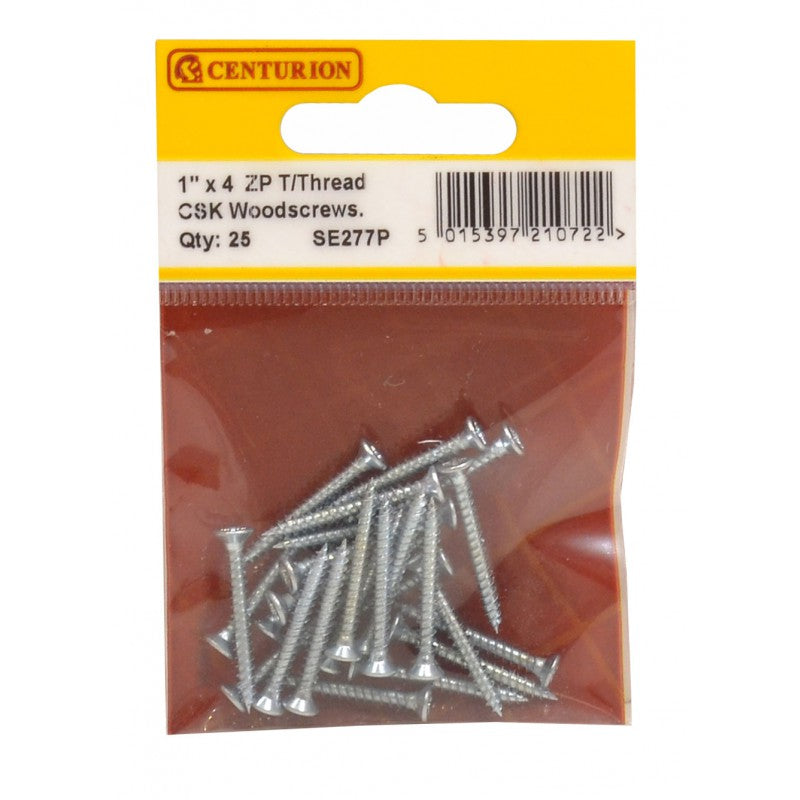 Woodscrews 1” x 4 ZP