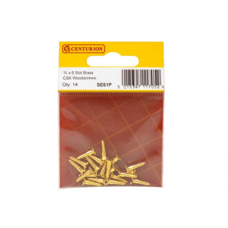 Woodscrews 3/4” x 6 Brass Slotted