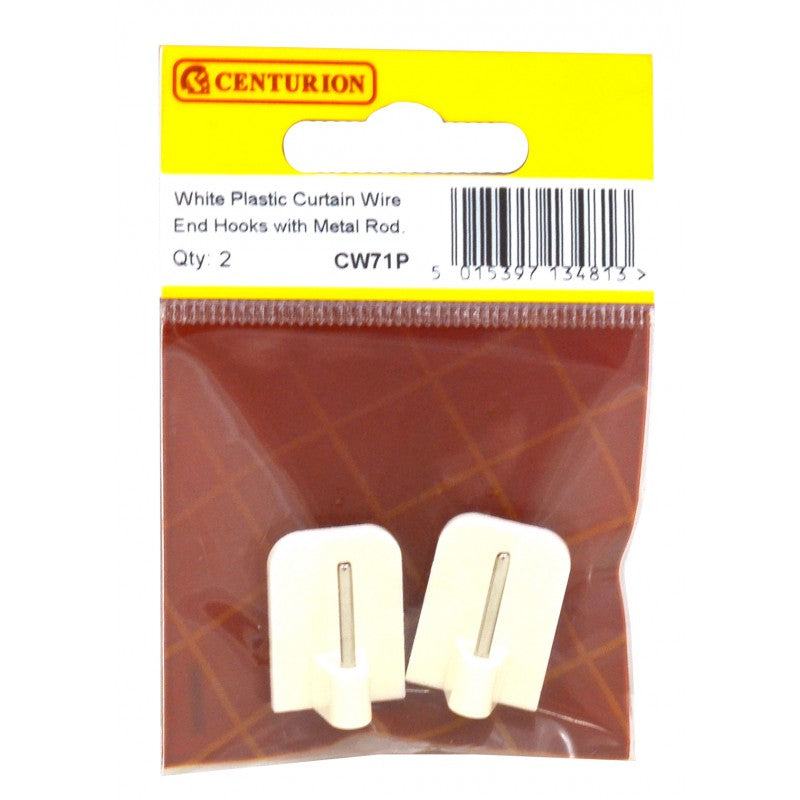 White Plastic Curtain Wire End Hooks