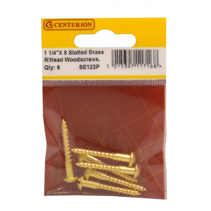 Slotted Round Head Screw Brassed 1 1/4” x 8