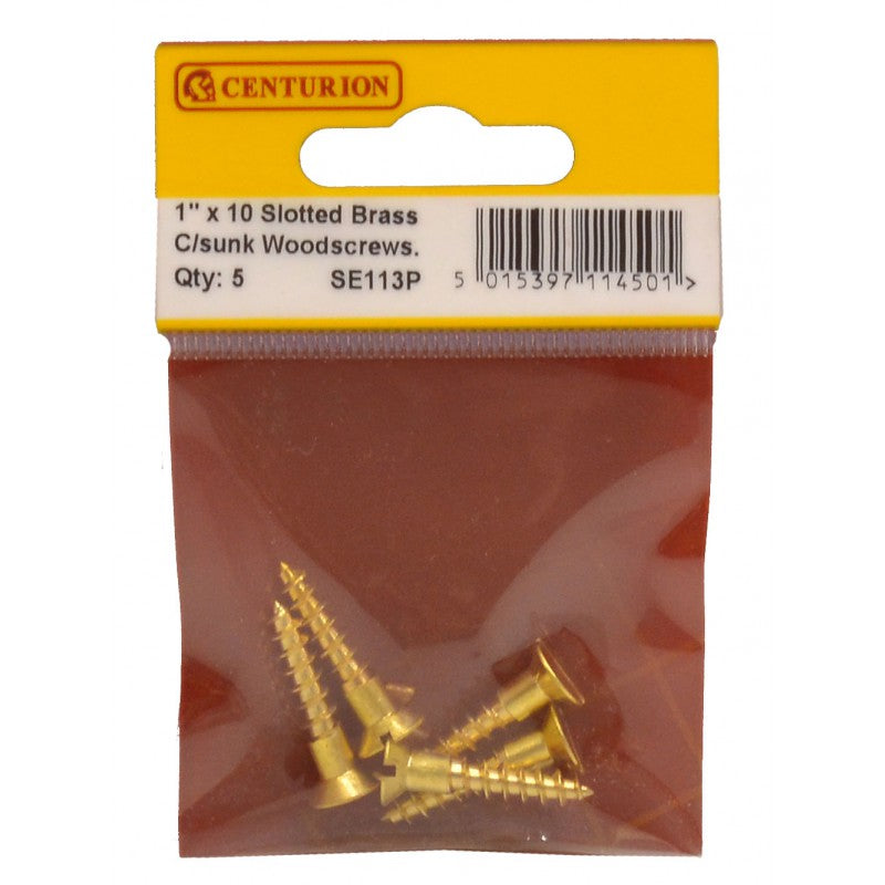 Woodscrews 1” x 10 Slotted Brass