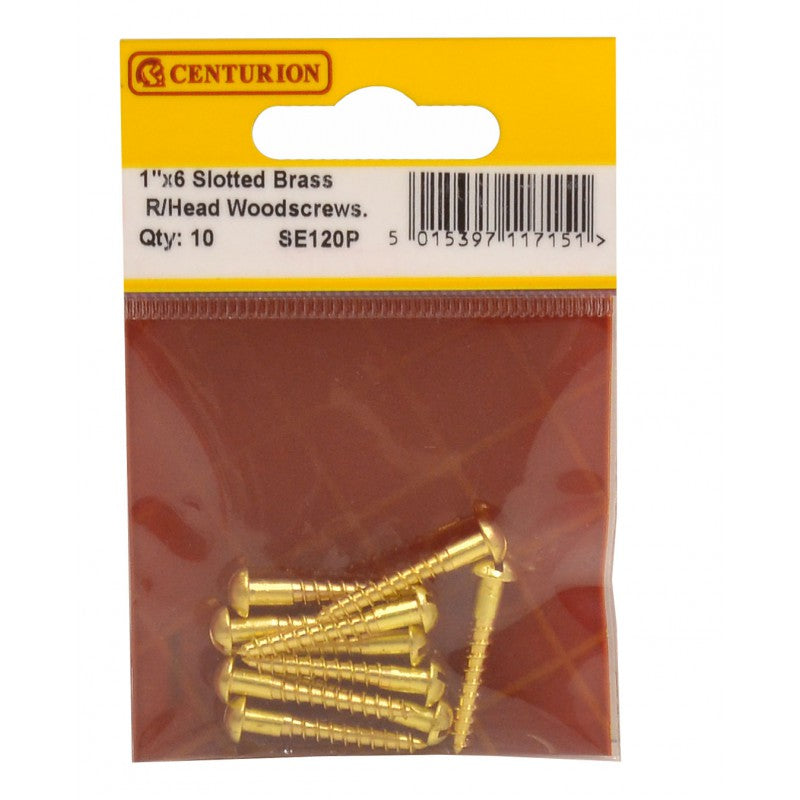 Slotted Round Head Screw Brassed 1” x 6