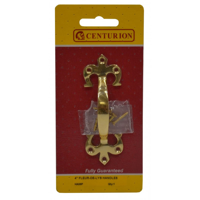 Solid Brass Fleur De Lys Handle 100mm (4") PB