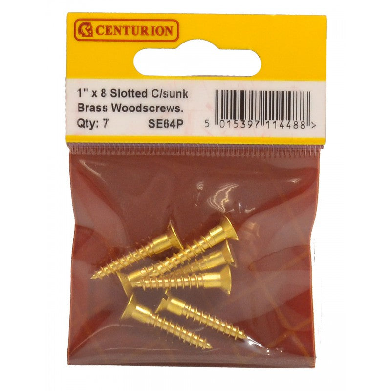 Woodscrews 1” x 8 Slotted Brass