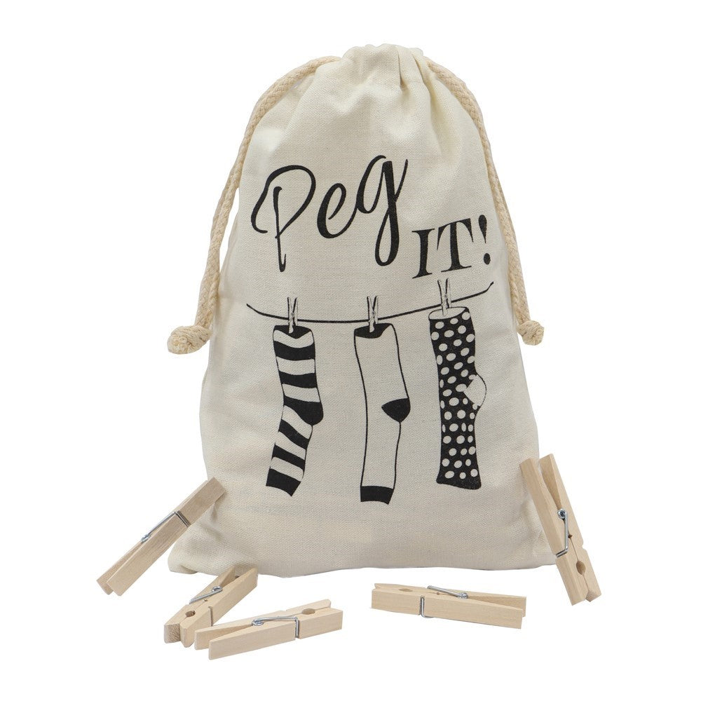 100 Wooden Pegs with Cotton Bag