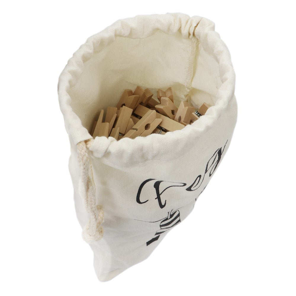 100 Wooden Pegs with Cotton Bag