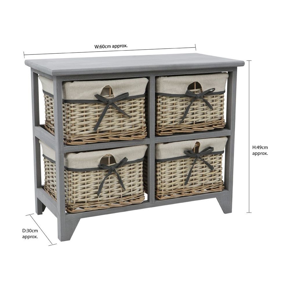 Sherborne 4 Drawer Willow Wide Storage Unit