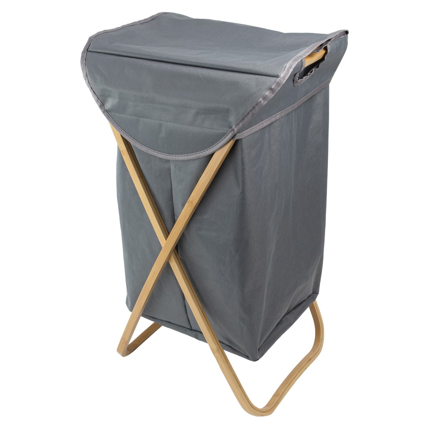 Bambanio Foldable Bamboo Laundry Storage Hamper, 100L - Grey