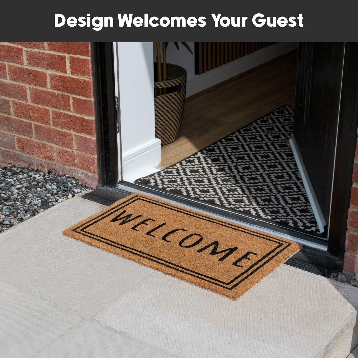 Eco-Friendly Latex Backed Coir Doormat, 40x60cm - Welcome Border