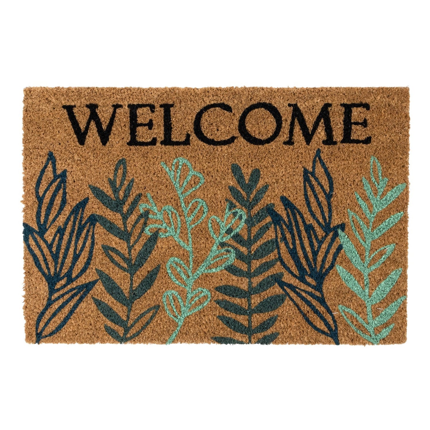 Eco-Friendly Latex Backed Coir Doormat, 40x60cm - Welcome Leaves