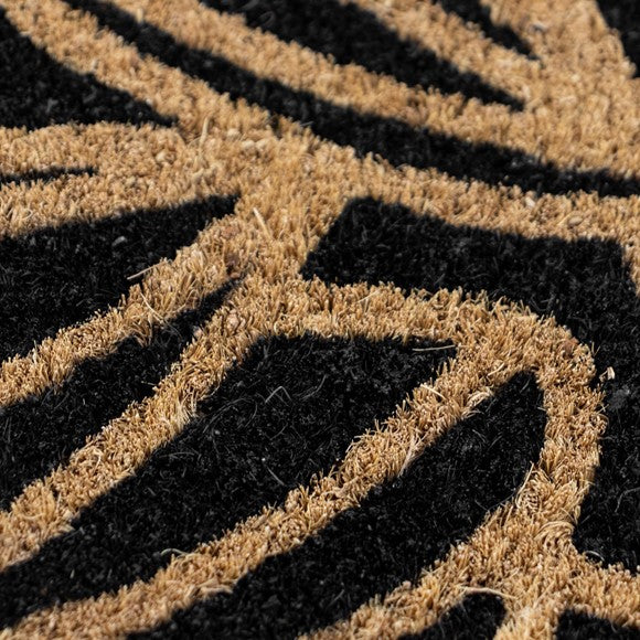 Eco-Friendly Latex Backed Coir Doormat - Black Floral