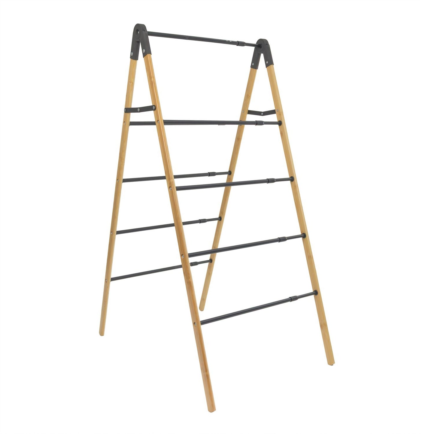 Bamboo Extendable 4 Tier Clothes Ladder, Brown