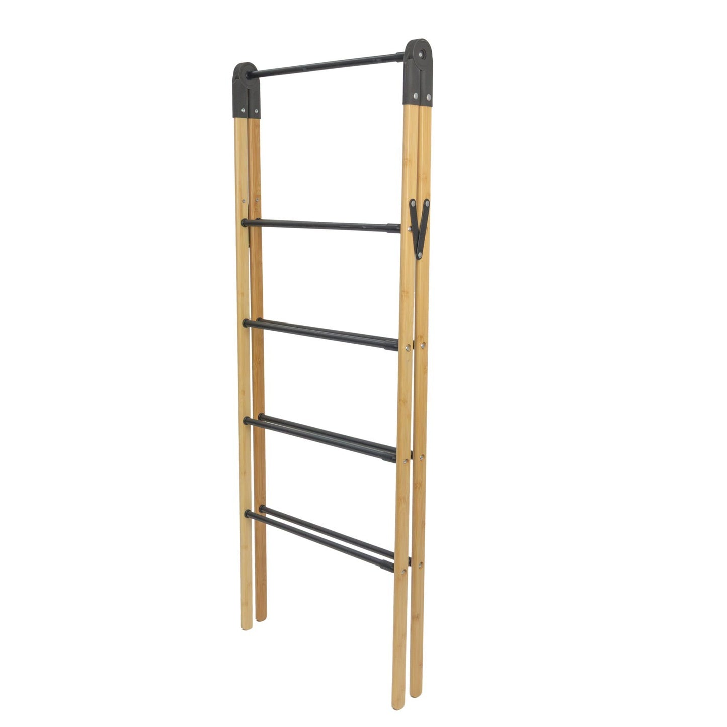 Bamboo Extendable 4 Tier Clothes Ladder, Brown