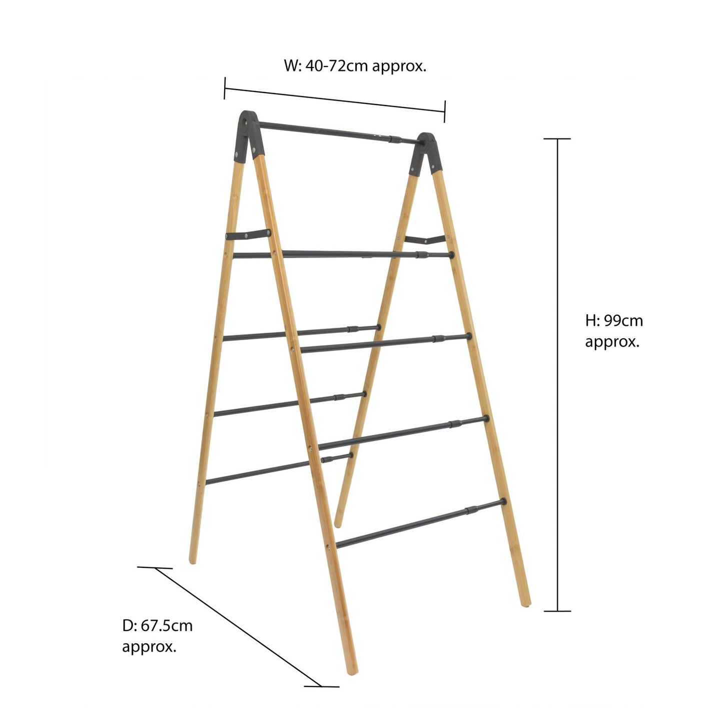 Bamboo Extendable 4 Tier Clothes Ladder, Brown
