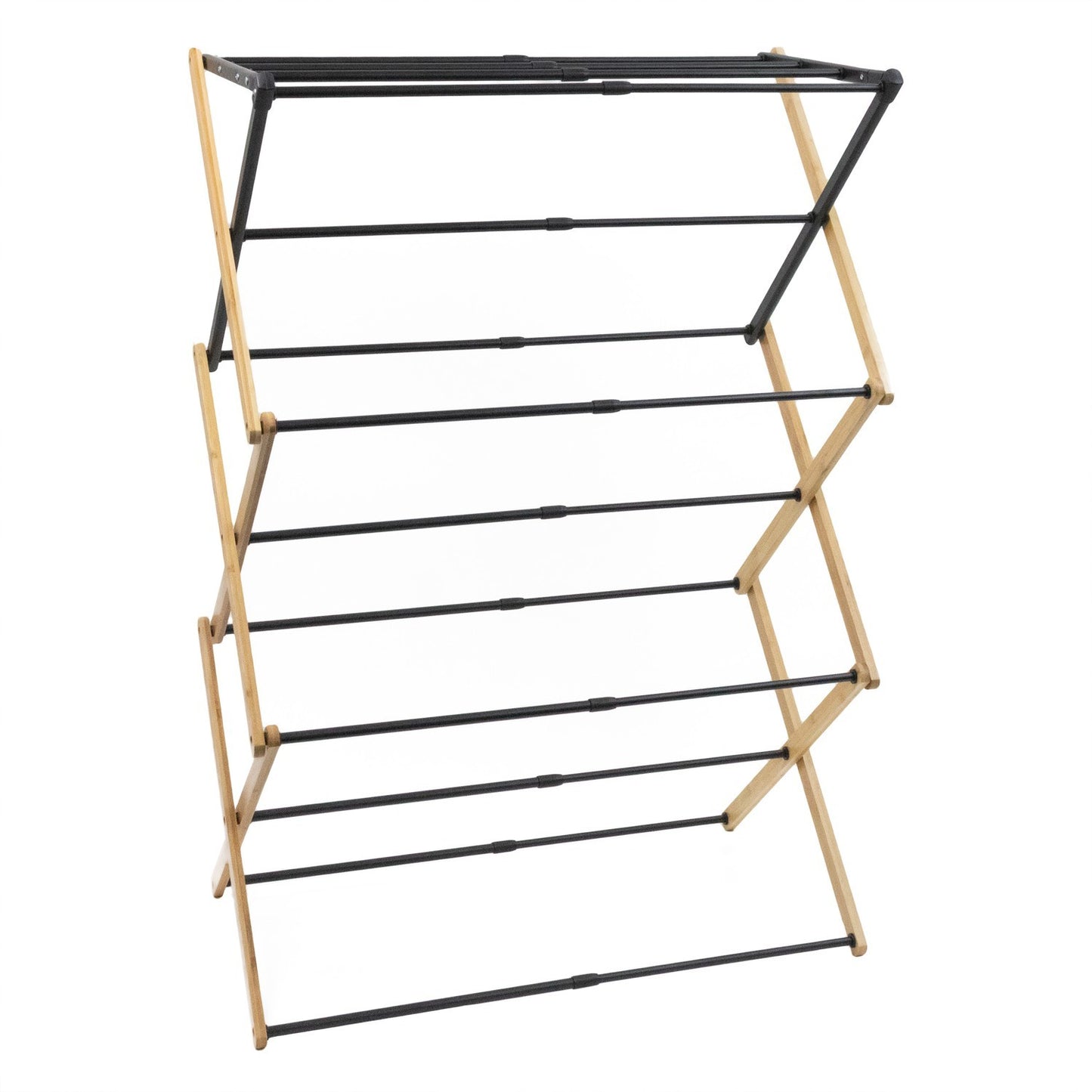 Bamboo Extendable 3 Tier Concertina Clothes Airer, Brown