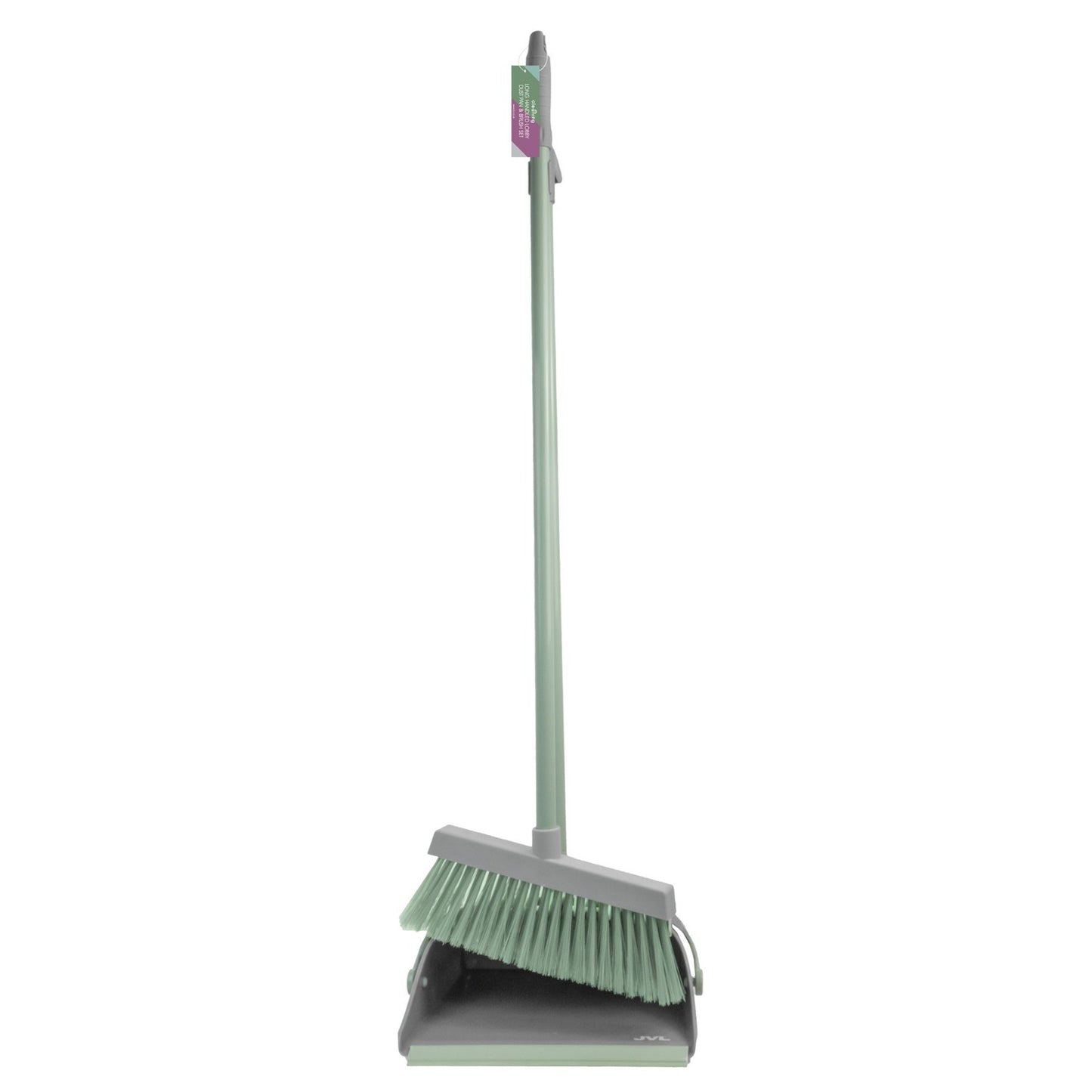 Long Handle Lobby Dust Pan And Brush Set - Grey