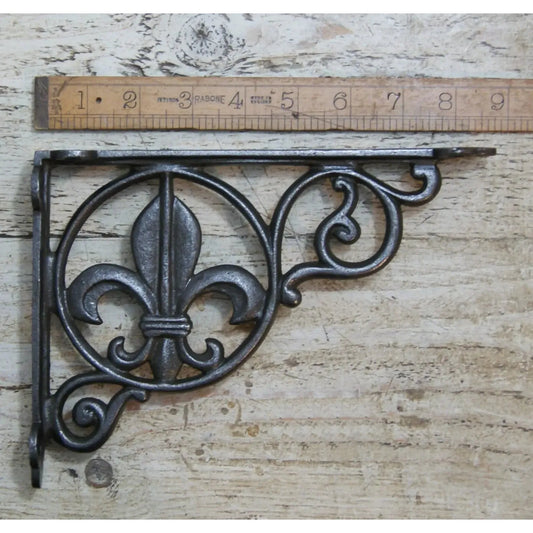 Shelf Bracket LILY Fleur de Lys Antique Iron 165mm x 220mm