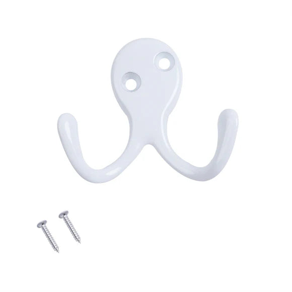 Double Robe Hook White Pk2