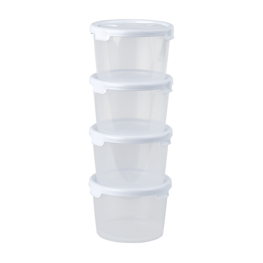 Cuisine Set 4 300ml Round Food Box & Lid Clear/IceWhite
