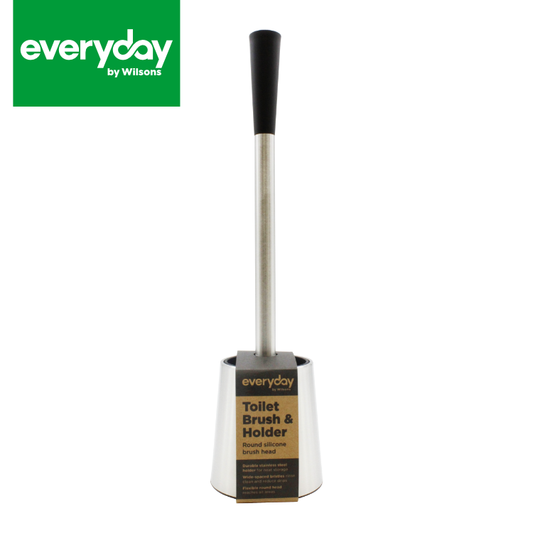 Everyday by Wilsons Stainless Steel Toilet Set Round Silicone Brush
