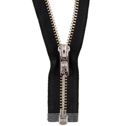 Zip: Open End: Silver Metal: 40cm