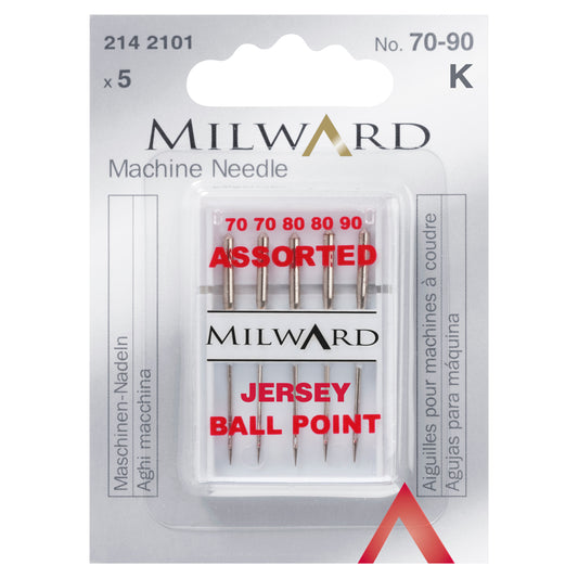 Sewing Machine Needles: Jersey: 2 x 70(10), 2 x 80(12), 1 x 90(14): 5 Pieces