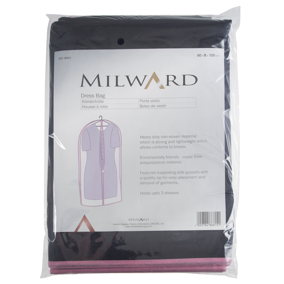 Dress Bag: 60 x 9 x 120cm