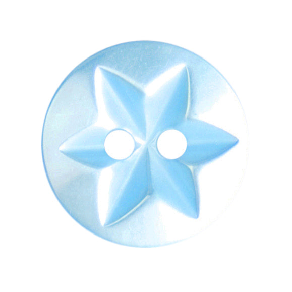 Baby Blue Star 2 Hole 15mm Button