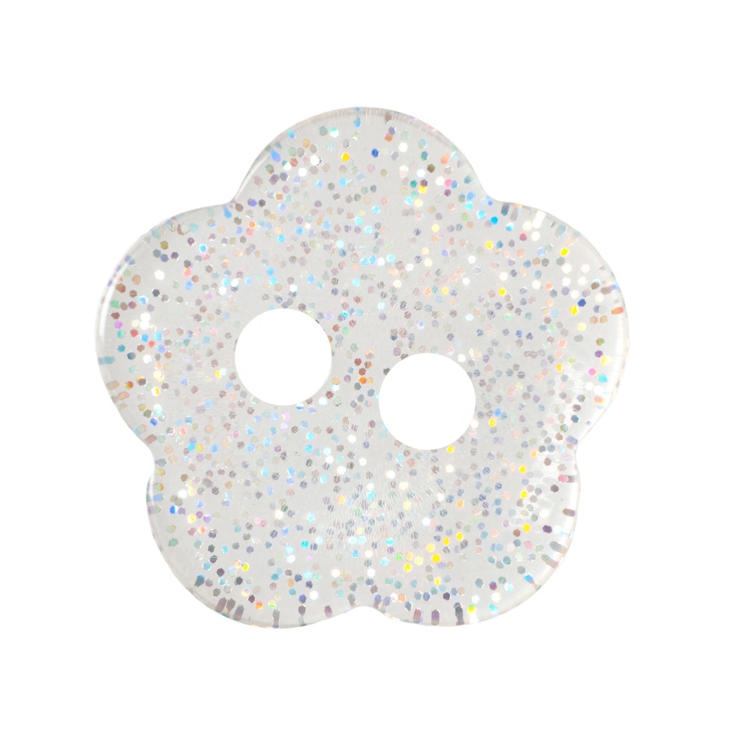 Clear Glitter Flower Button 2 Hole 11mm