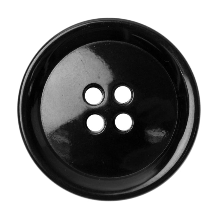 Rimmed 4 Hole 22mm Black Button