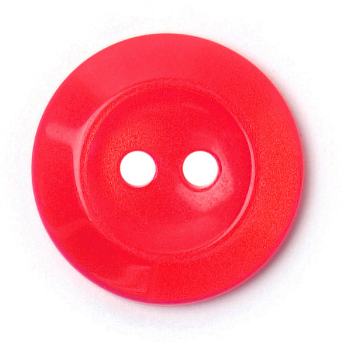 Button Red Rimmed 2 Hole 16mm