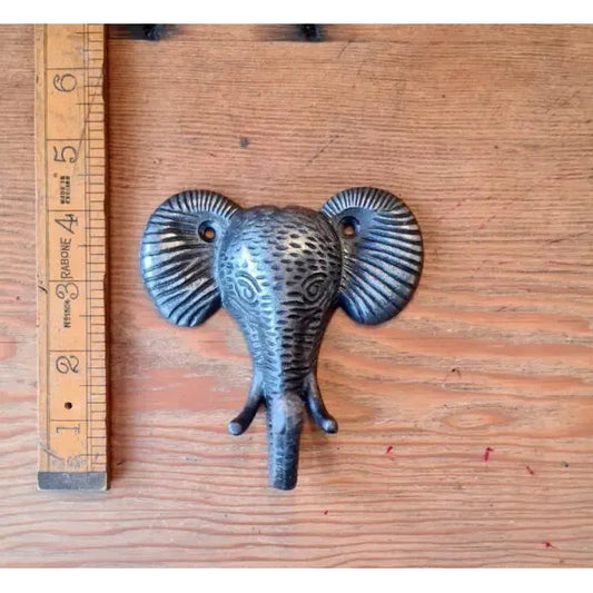 Hook ELEPHANT Head & Trunk Heavy Cast Antique Iron 125mm