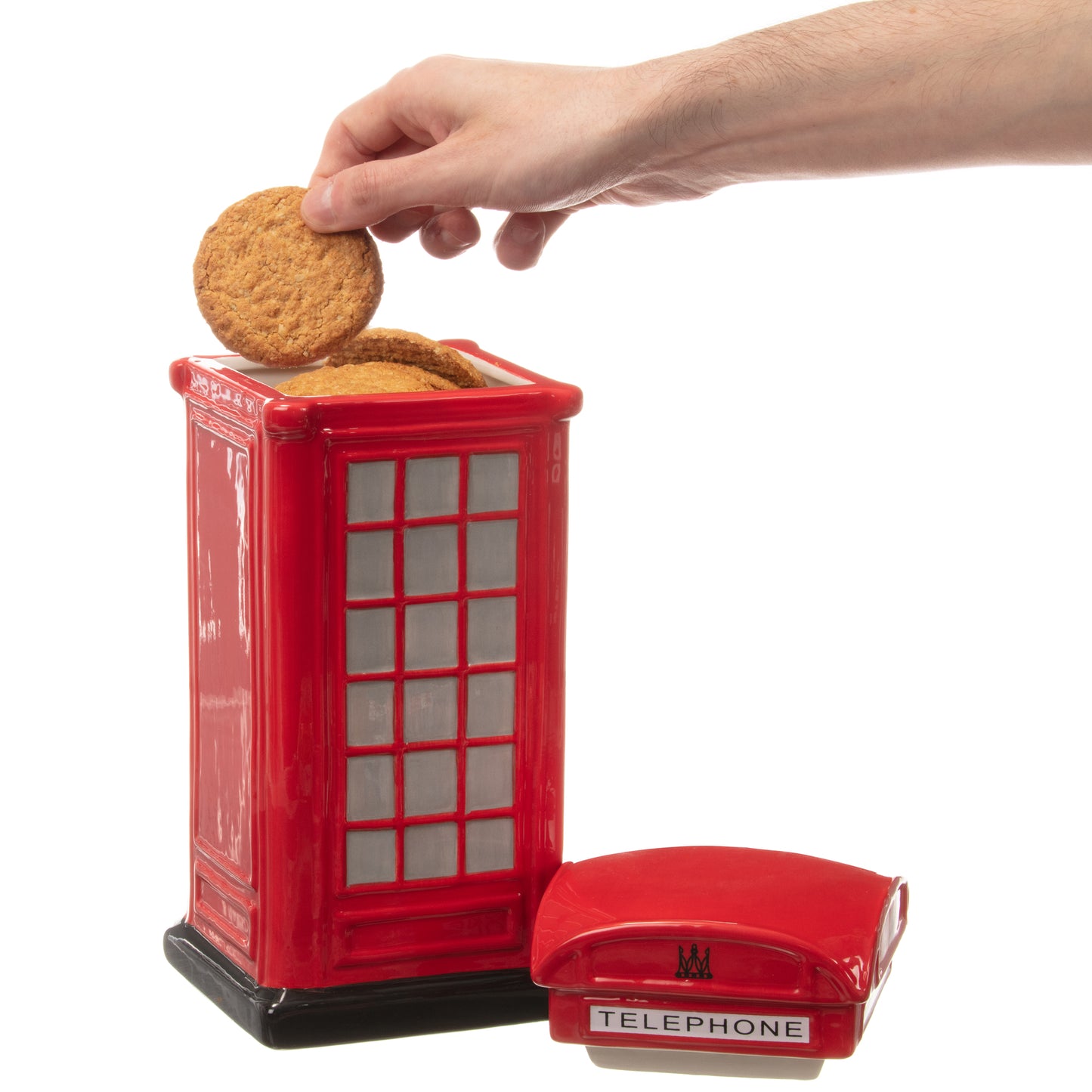 Red Telephone Box Ceramic Biscuit Jar