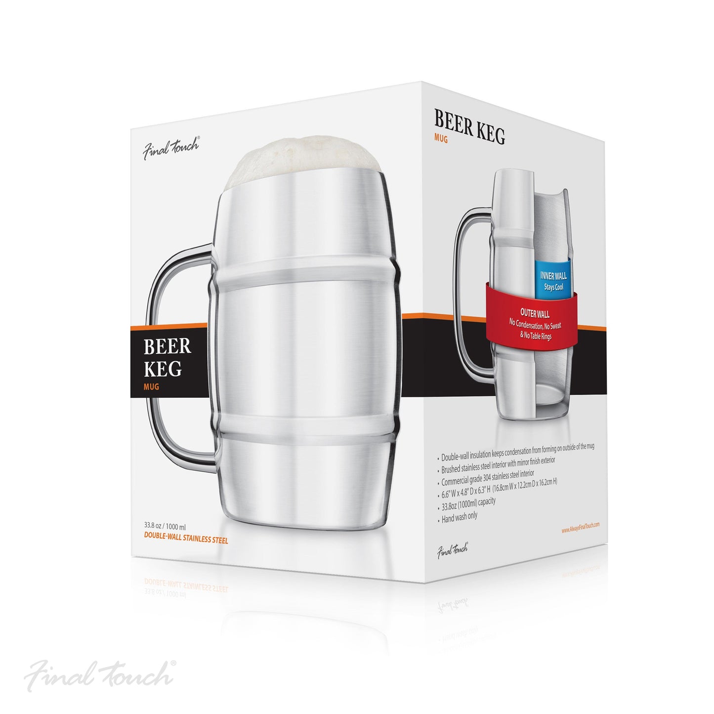 Final Touch Jumbo Double Walled Beer Keg Mug