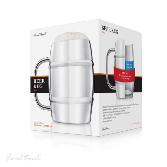 Final Touch Jumbo Double Walled Beer Keg Mug