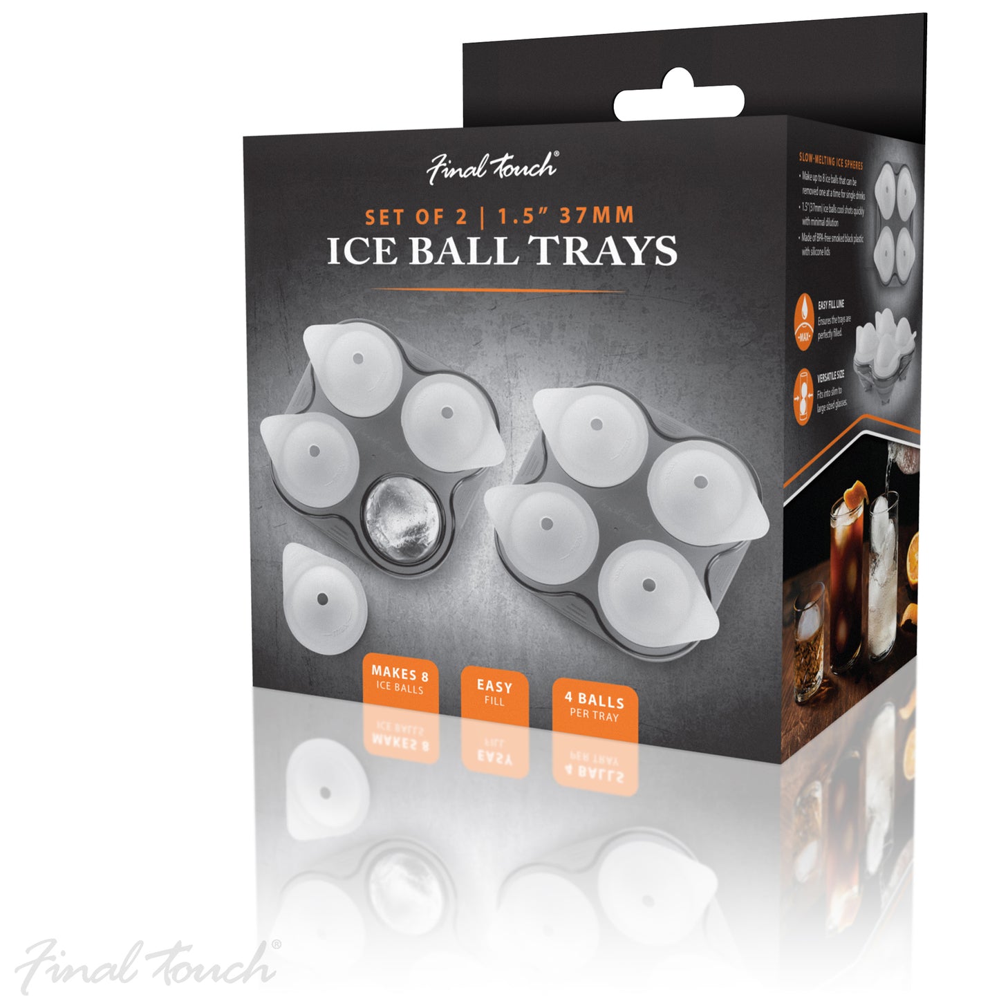 Final Touch Silicone 4 Ice Ball Tray - Set of 2